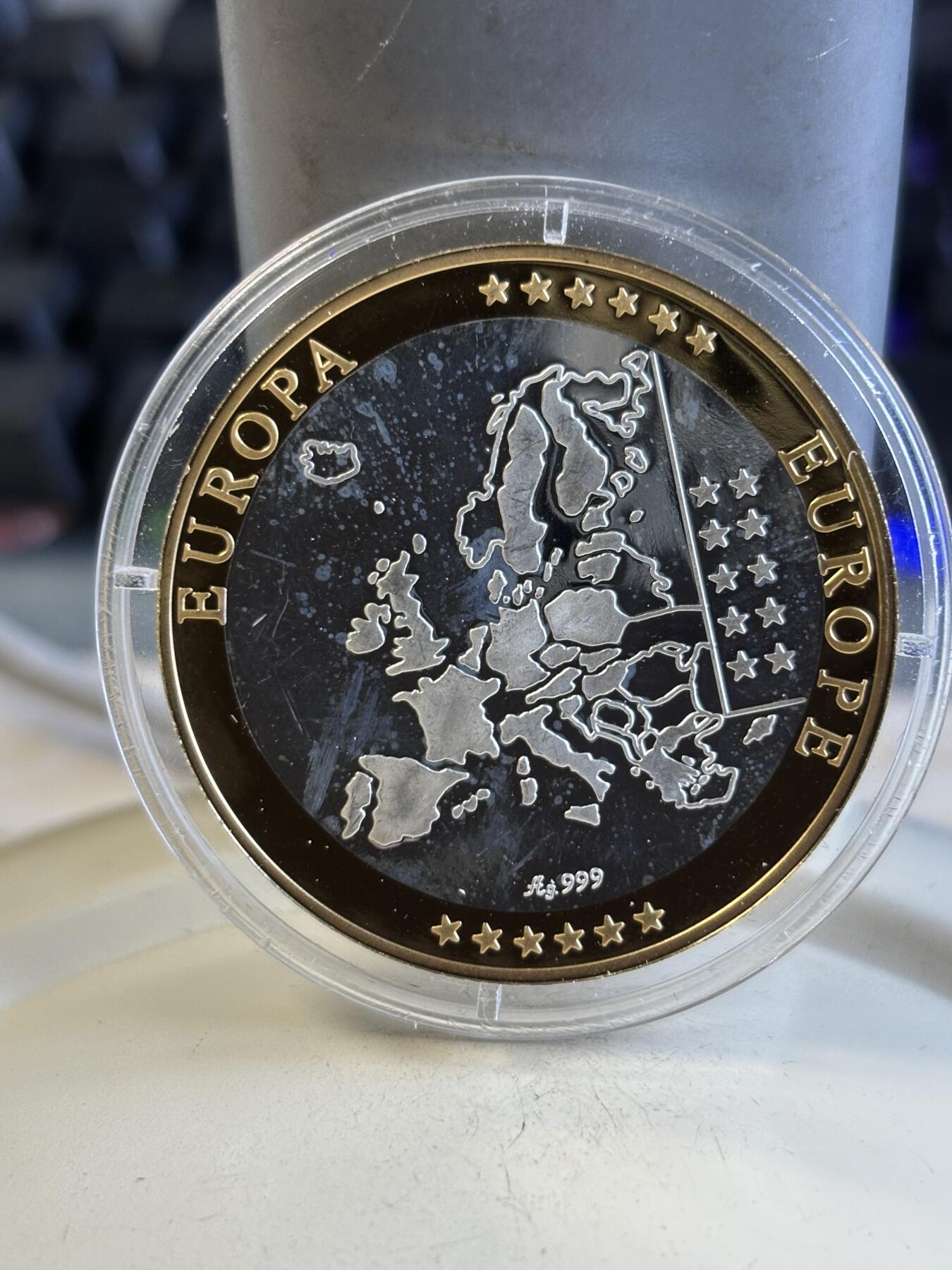 第194期拍卖 卢森堡欧元区镀金纯银纪念章，20克，999银