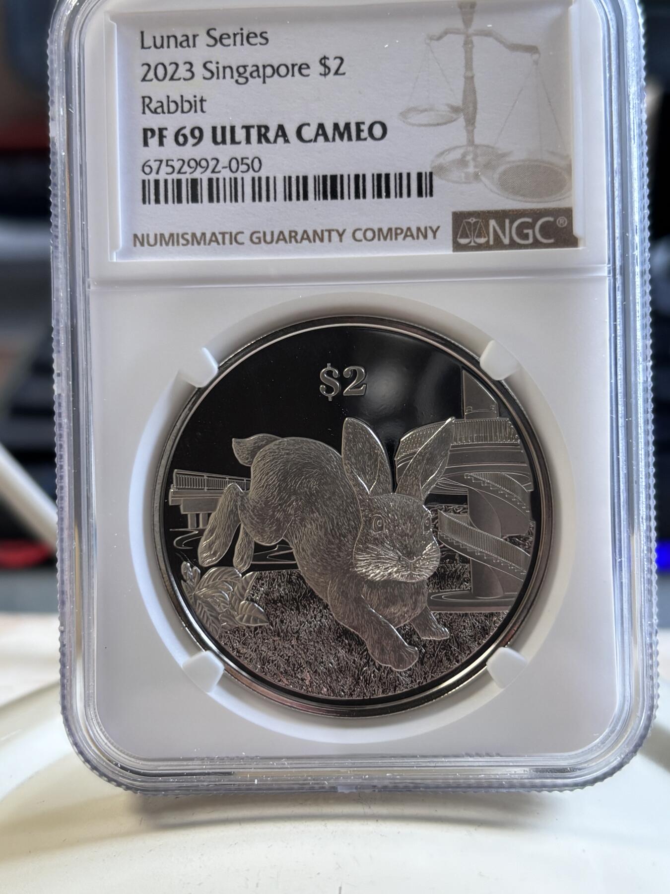 第194期拍卖 新加坡2023年十二生肖兔年铜镍纪念币NGC-PF69无盒证书