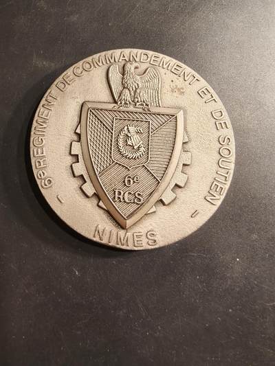 老王徽章第190期 - 法国陆军第6指挥与支援团纪念章     背面为其参与的重要战役     直径70mm    重量114.6g