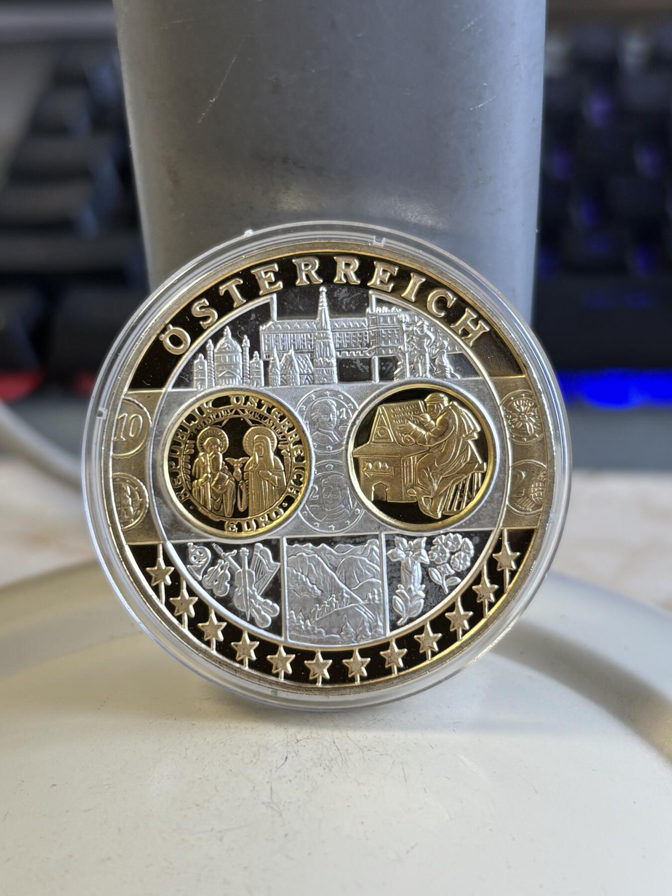 第194期拍卖 奥地利欧元区镀金纯银纪念章，20克，999银