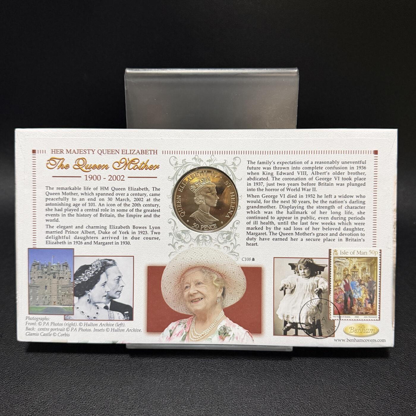 ＜星葵🌻钱币社＞第72期·东奔西走的硬币·3月31日发货 〈邮币封〉圣赫勒拿2002年王太后50便士克朗型纪念币