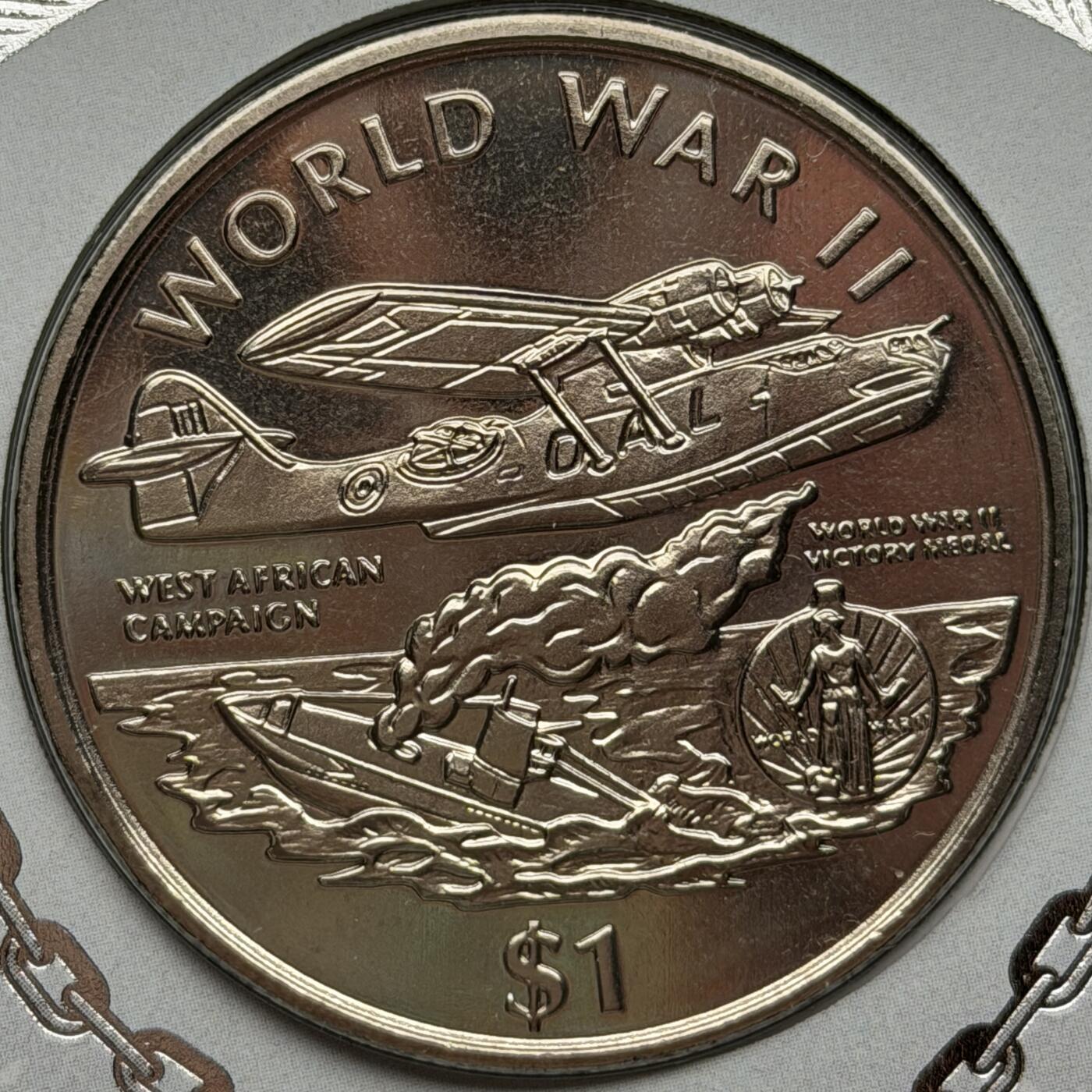 ＜星葵🌻钱币社＞第72期·东奔西走的硬币·3月31日发货 〈邮币封·签名版〉利比里亚1997年二战·西非战役1元克朗型纪念币