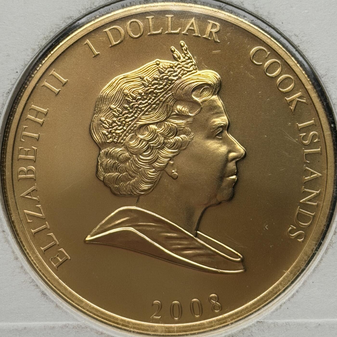 ＜星葵🌻钱币社＞第72期·东奔西走的硬币·3月31日发货 〈邮币封〉库克群岛2008年皇室家族史·亨利八世1元克朗型镀金纪念币