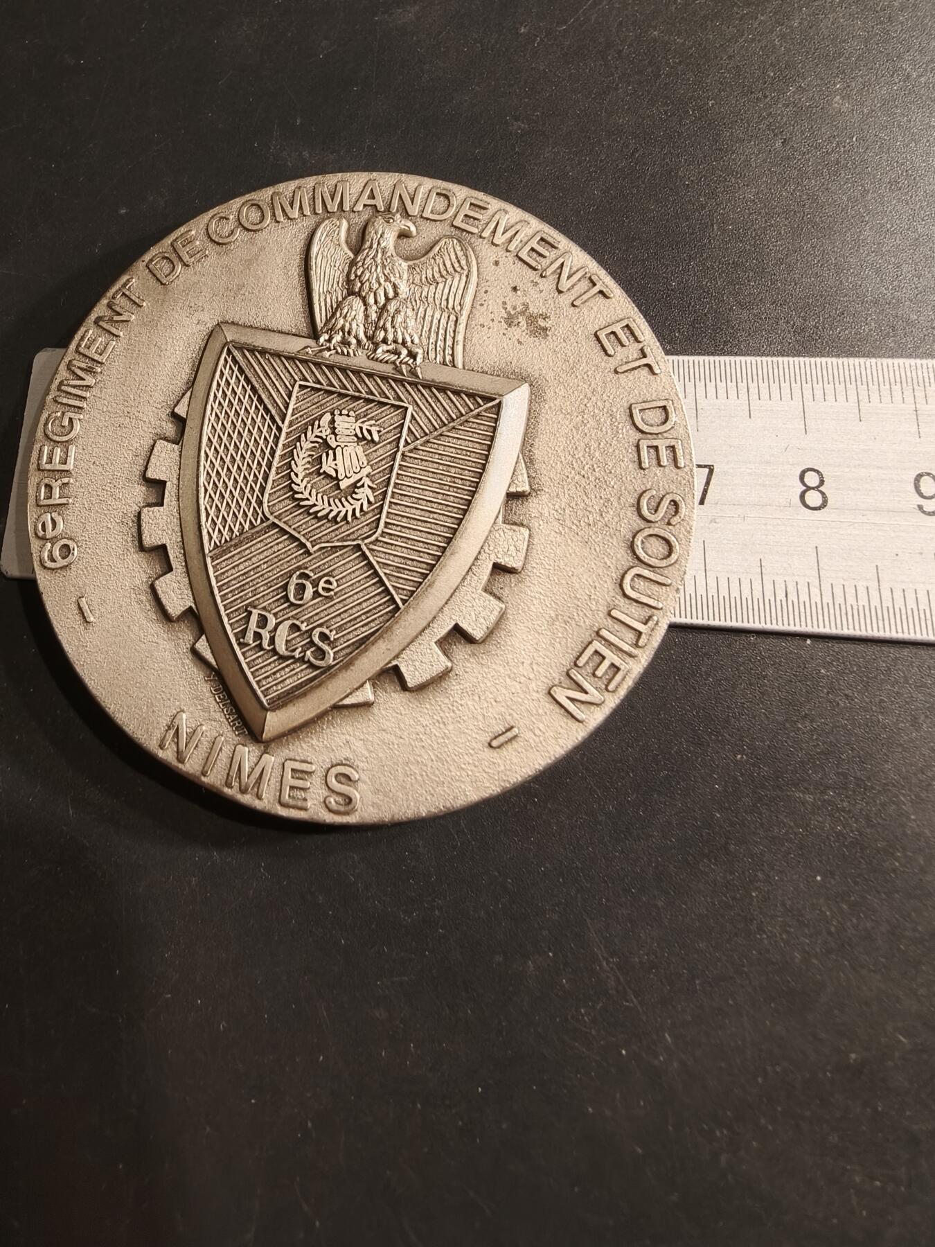 老王徽章第190期 法国陆军第6指挥与支援团纪念章     背面为其参与的重要战役     直径70mm    重量114.6g
