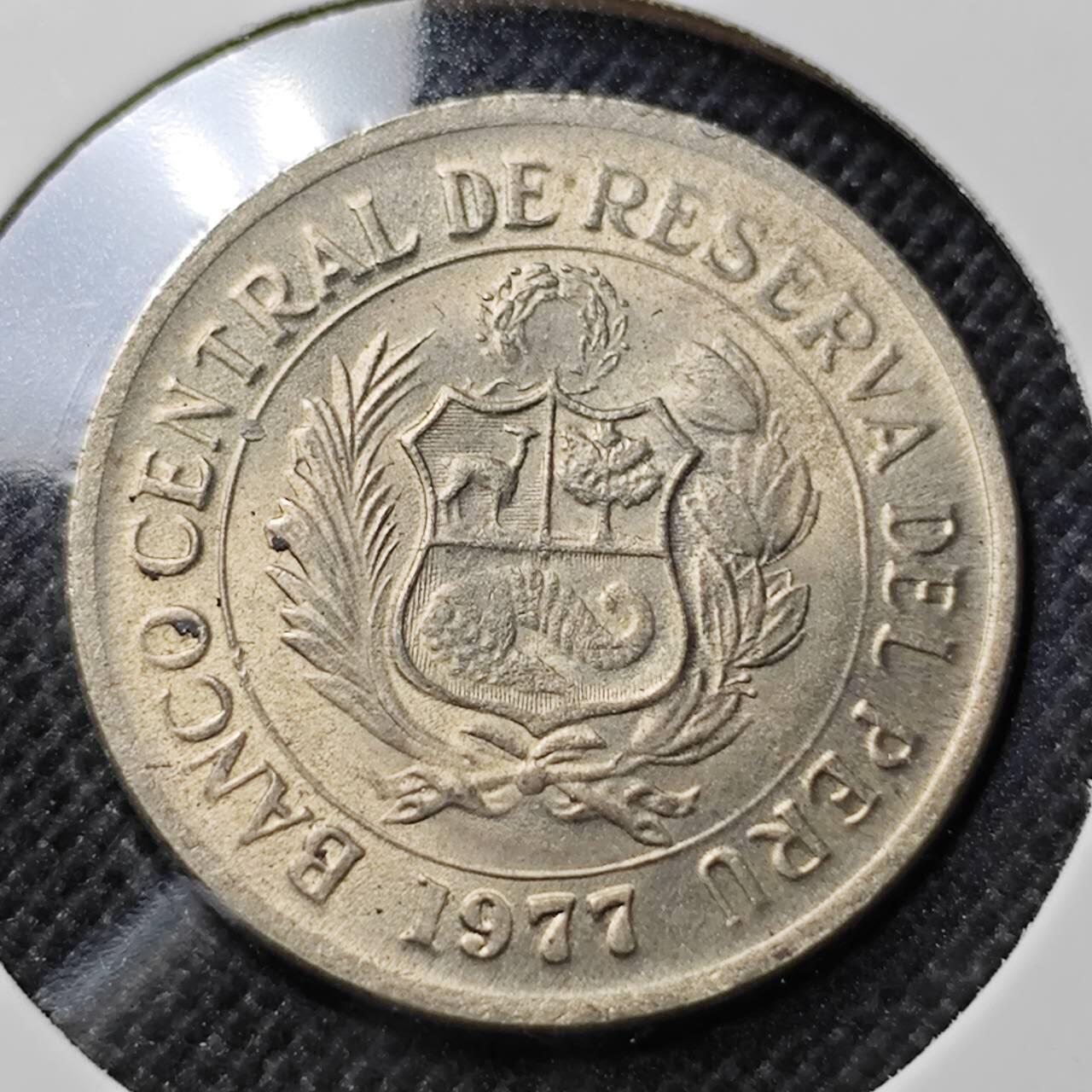 KK钱币收藏小铺  第410期 2月预留时间 周末发货  1977秘鲁5索尔 好品