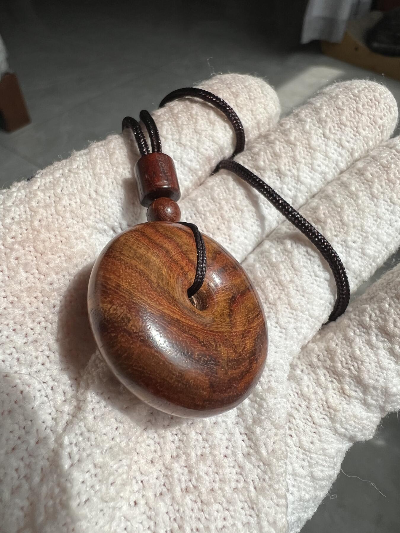 零元拍：虎皮纹海南黄花梨平安扣：32/12MM