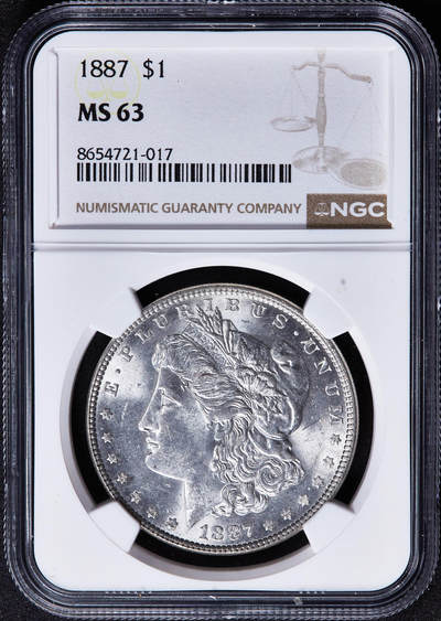 【俄甄集藏】2026年(050)04-01星期三 晚 19:30 全场包邮 - 美国1887年摩根1美元大银币，NGC MS63，转光品相