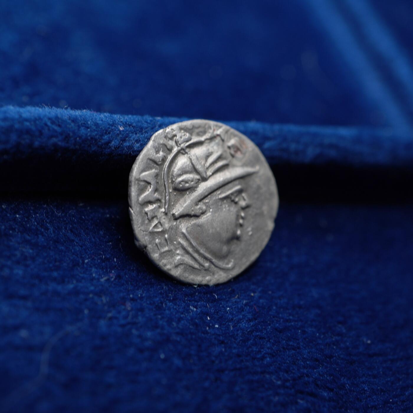 琋语集藏2026年04月欧洲古典打制币拍卖 印度-希腊 巴克特里亚 月氏 萨帕德比泽斯与狮子1/2德银币