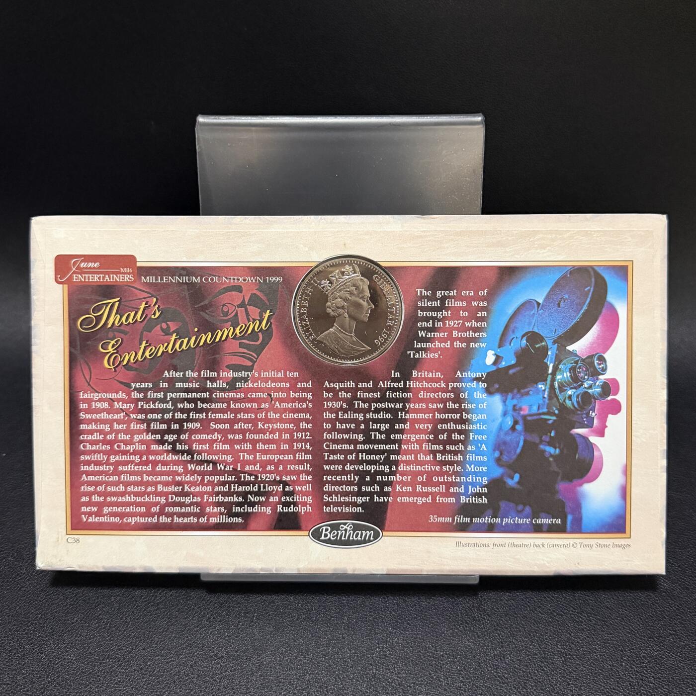 ＜星葵🌻钱币社＞第72期·东奔西走的硬币·3月31日发货 〈邮币封〉直布罗陀1996年电影百年·卓别林1克朗纪念币