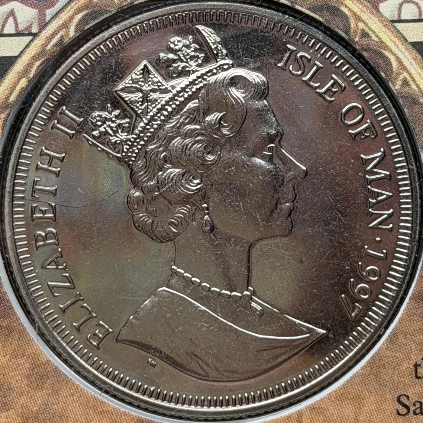 ＜星葵🌻钱币社＞第72期·东奔西走的硬币·3月31日发货 〈邮币封〉马恩岛1997年千禧年·基督诞生1克朗纪念币