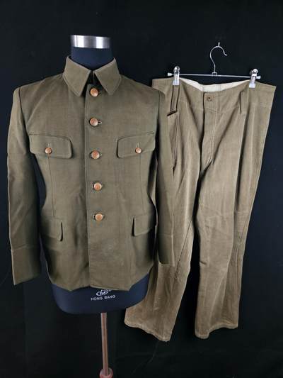 0元起拍勋章 第343期 咸鱼国勋章拍卖专场 4月1日（周三）下午6：00开始 - 日本战时 国民服一套 领围39 胸围95 肩宽42 衣长63 袖长54 腰围86 裤长95