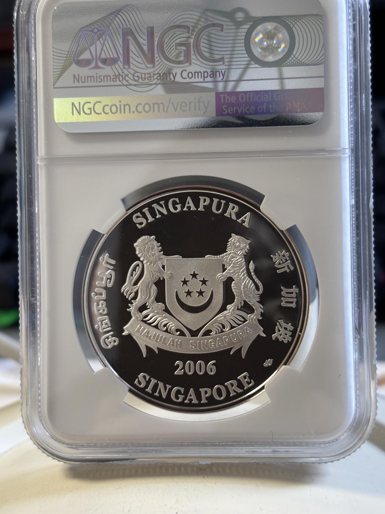 第194期拍卖 新加坡2006年花卉系列彩色1盎司纪念银币2枚套NGC-PF69,999银，1盎司*2