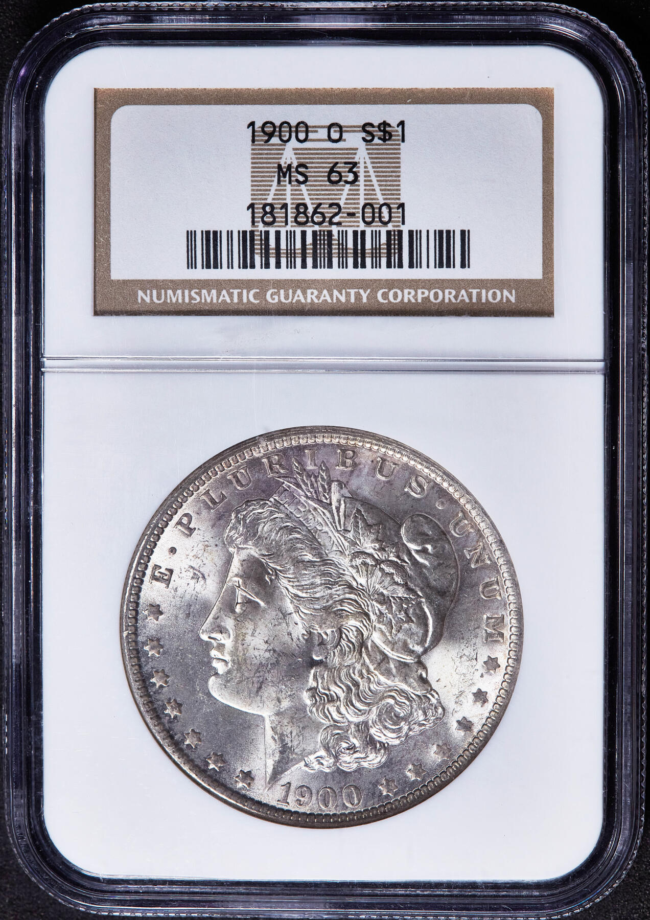 【俄甄集藏】2026年(050)04-01星期三 晚 19:30 全场包邮 美国1900年O版摩根1美元大银币，NGC MS63，转光品相