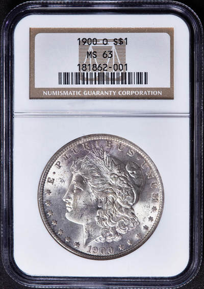 【俄甄集藏】2026年(050)04-01星期三 晚 19:30 全场包邮 - 美国1900年O版摩根1美元大银币，NGC MS63，转光品相