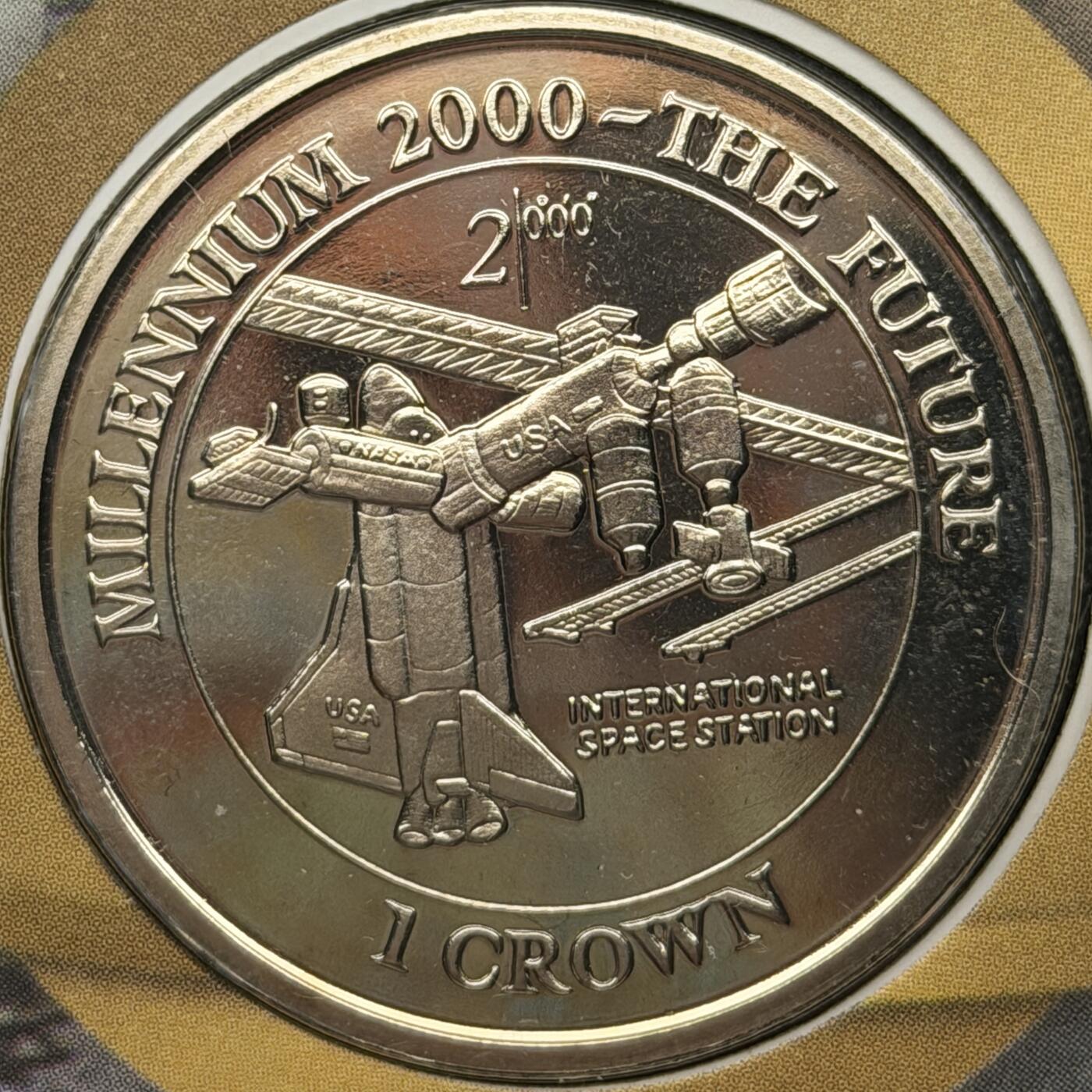 ＜星葵🌻钱币社＞第72期·东奔西走的硬币·3月31日发货 〈邮币封〉马恩岛2000年千禧年·国际空间站1克朗纪念币