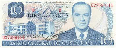 小福收藏拍卖第203期 裸钞场 本期有多张豹子号靓号 仅发行1000枚亚克力砖封蒙古20000图格里克帝国800周年纪念钞 瑞士200法郎 百慕大样钞洋葱冠全套 巴林首版大全套 卡塔尔四张套 越南 保加利亚 马其顿等多国精美纸币 - 哥斯达黎加 1982年 10克朗 豹子号111 unc