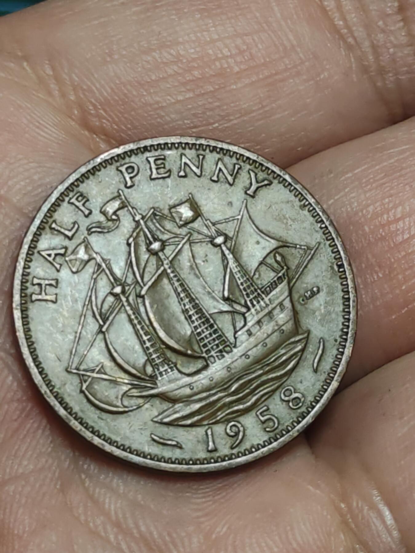 2026年第三十八场(总第二百零七场）外国好品散币场(免佣金) 英国🇬🇧1958年半便士(伊丽莎白二世青年桂冠第二版)