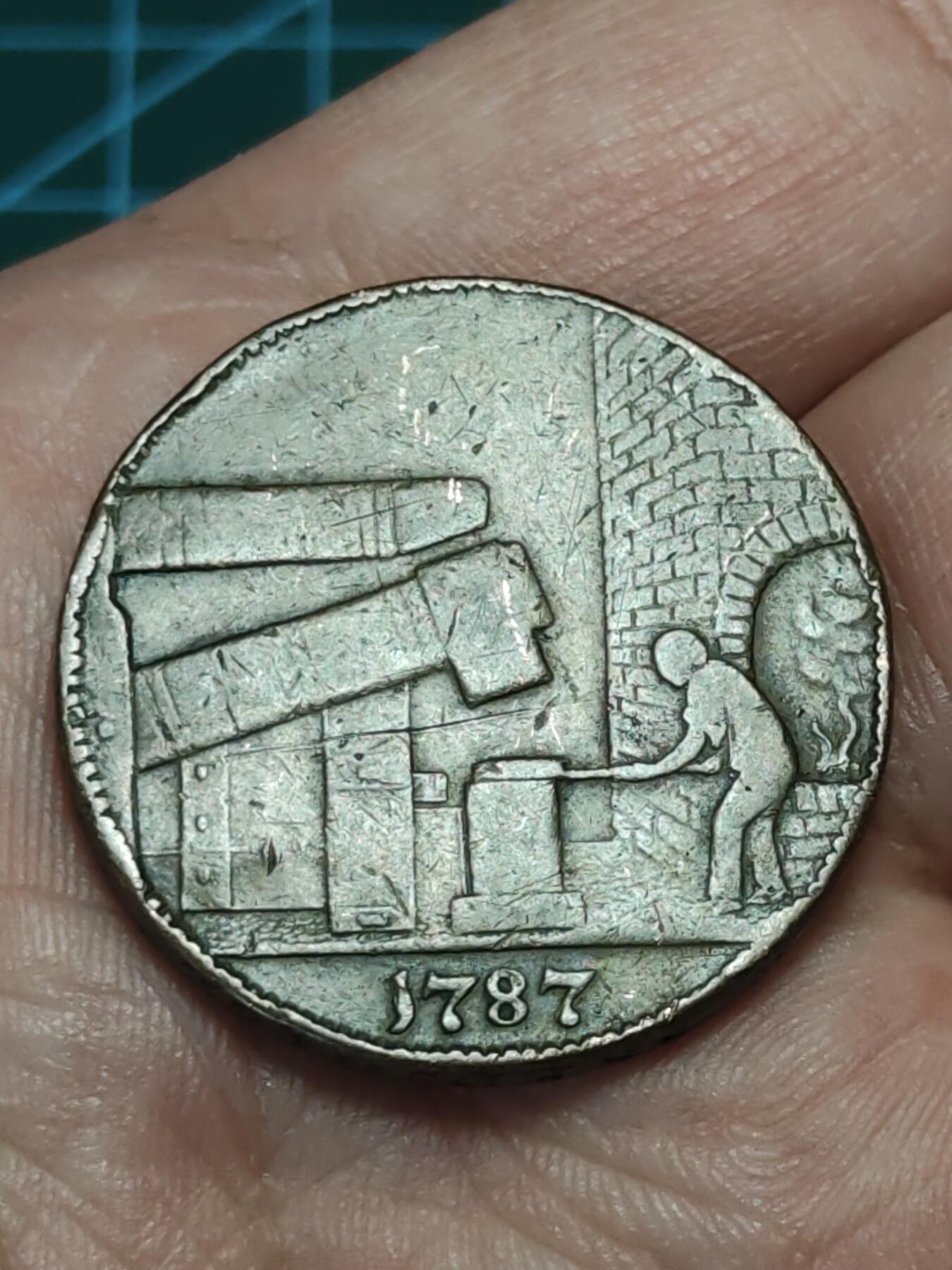 2026年第三十八场(总第二百零七场）外国好品散币场(免佣金) 英国🇬🇧1787年1/2便士(沃里克郡-威尔金森代币，钢铁大师系列，小鼻子版本)