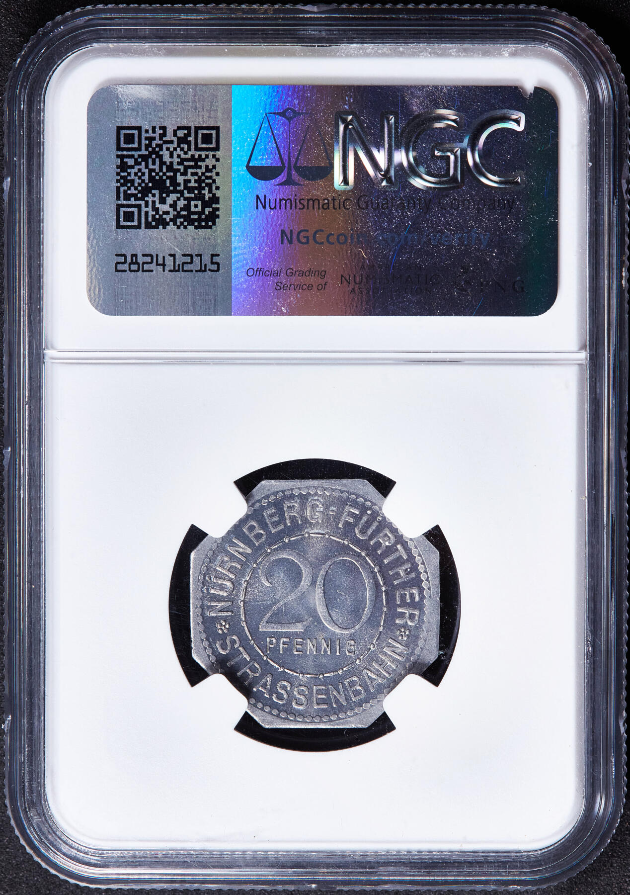 【俄甄集藏】2026年(050)04-01星期三 晚 19:30 全场包邮 德国1920年紧急时期纽伦堡-菲尔特20芬尼动物园北极熊代用铝币，NGC MS66，顶级品相，保存难得