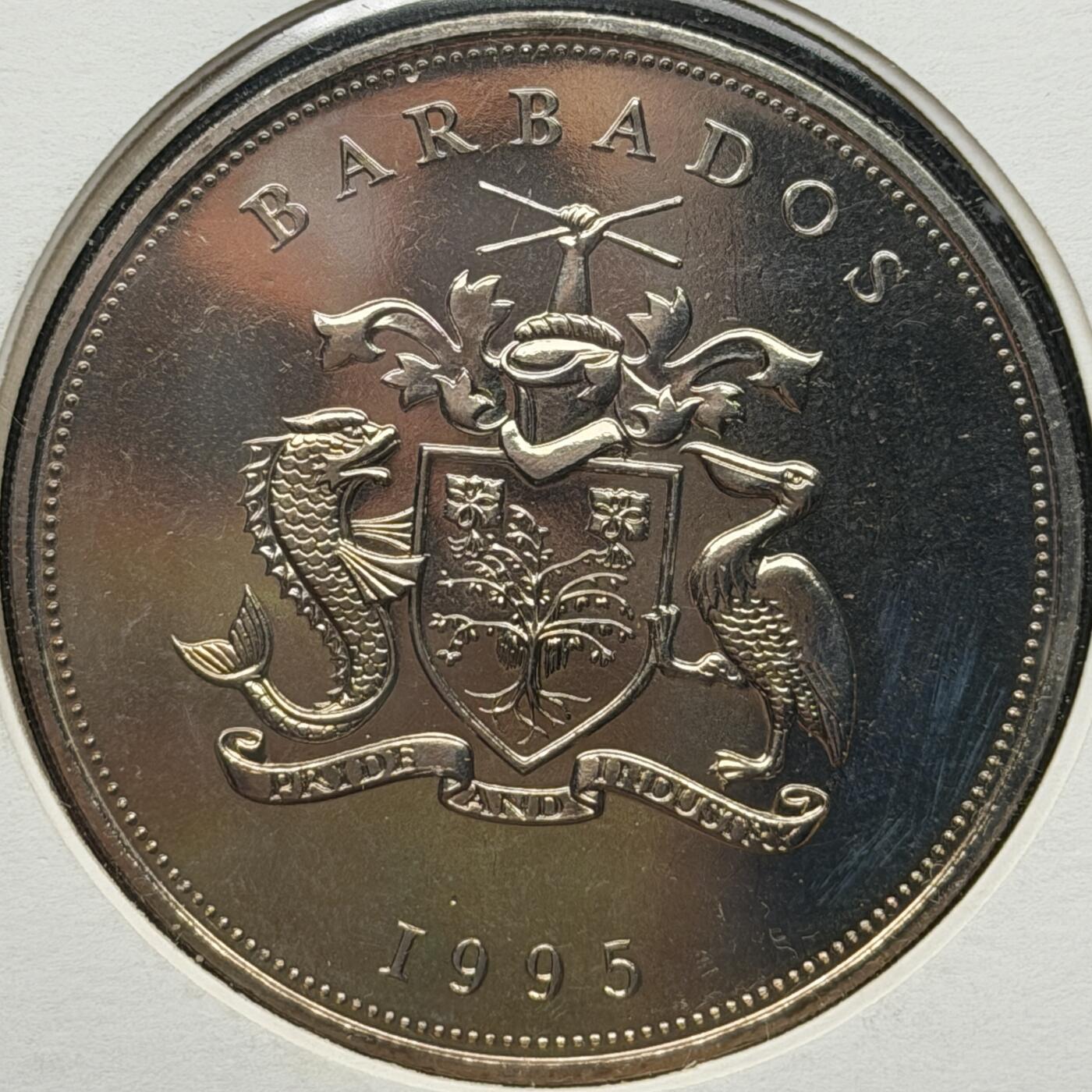 ＜星葵🌻钱币社＞第72期·东奔西走的硬币·3月31日发货 〈邮币封〉巴巴多斯1995年联合国成立50周年5元克朗型纪念币