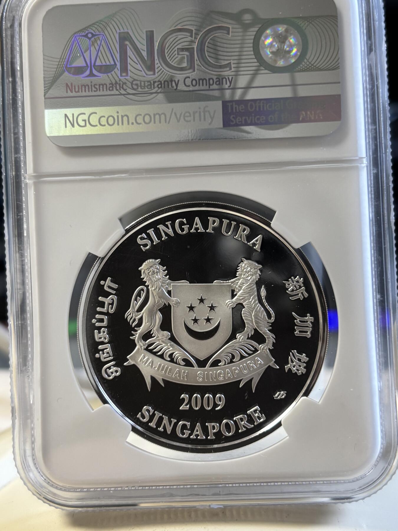 第194期拍卖 新加坡2009年花卉系列彩色20克纪念银币2枚套NGC-PF70-PF69,999银，20克*2