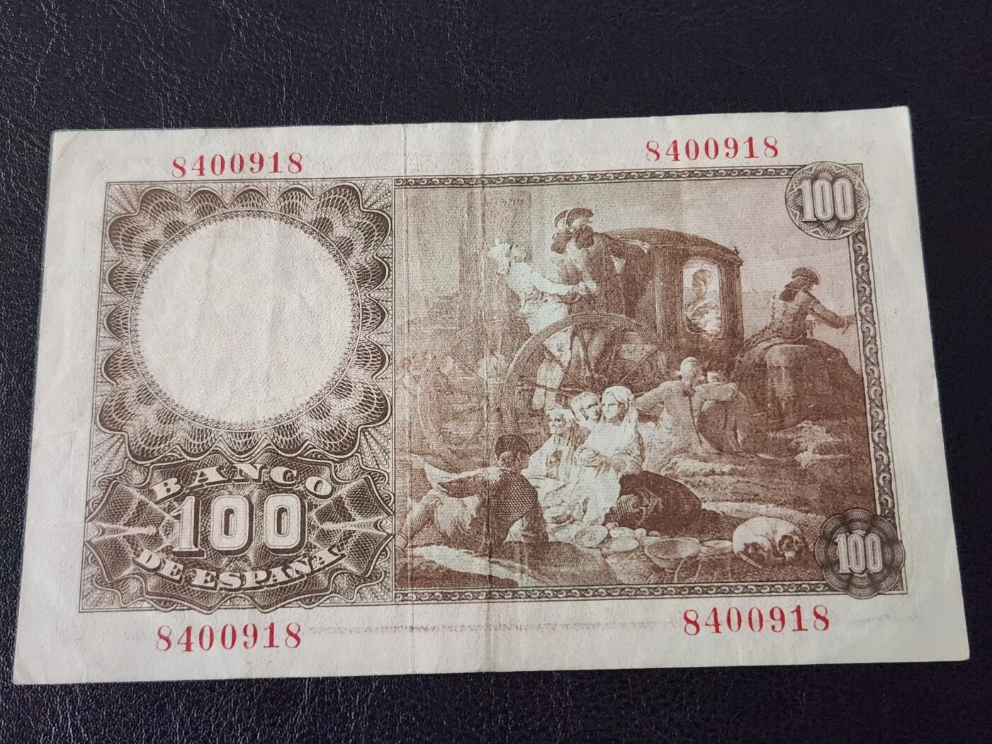 3月28号晚上8点 外国纸币自动截拍第47场 西班牙100原票美品