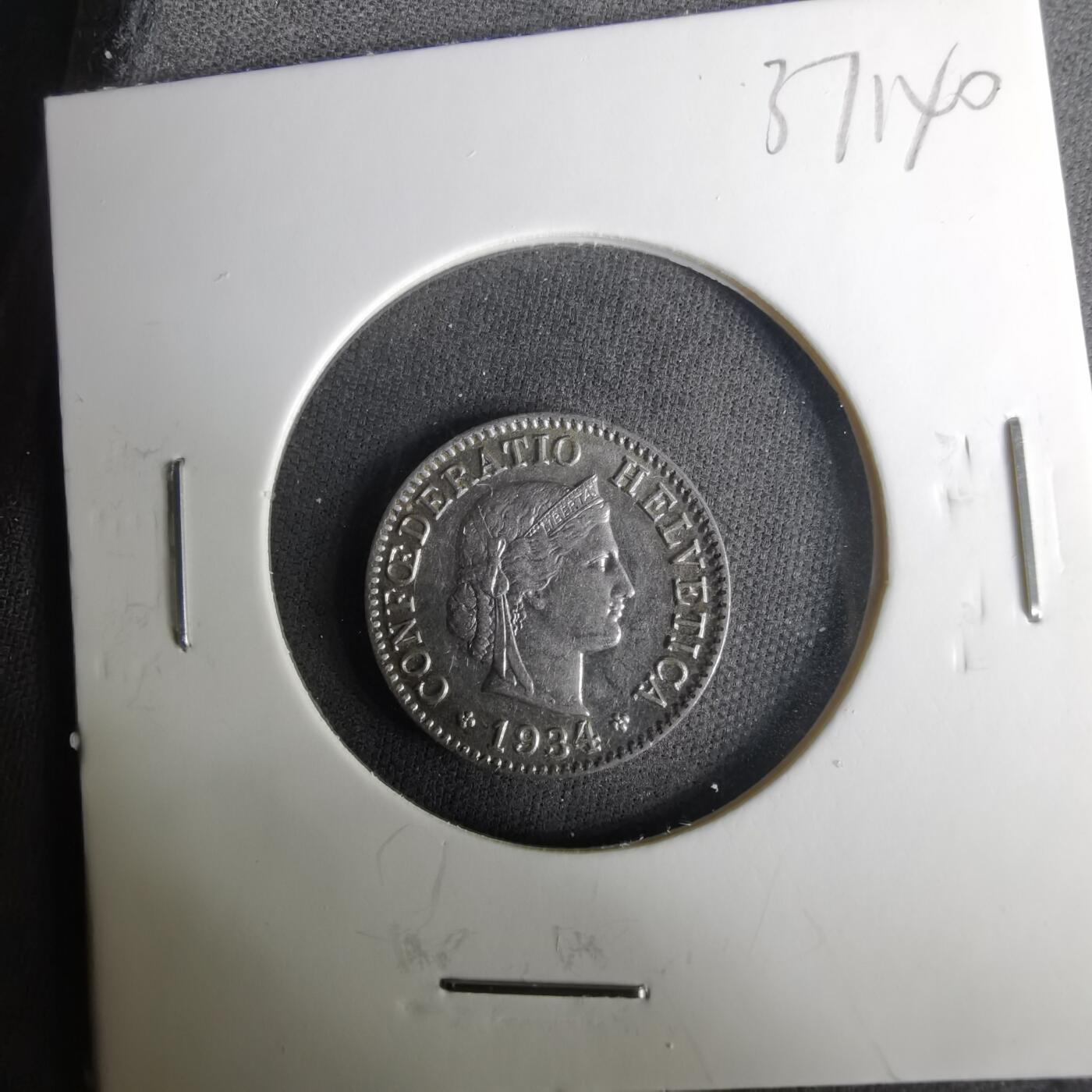 沼泽如烟--第1037场 瑞士1934年5生丁