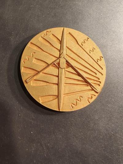 老王徽章第190期 - 法国雷恩帆船协会成立百年镀金大铜章     直径50mm    重量54.7g