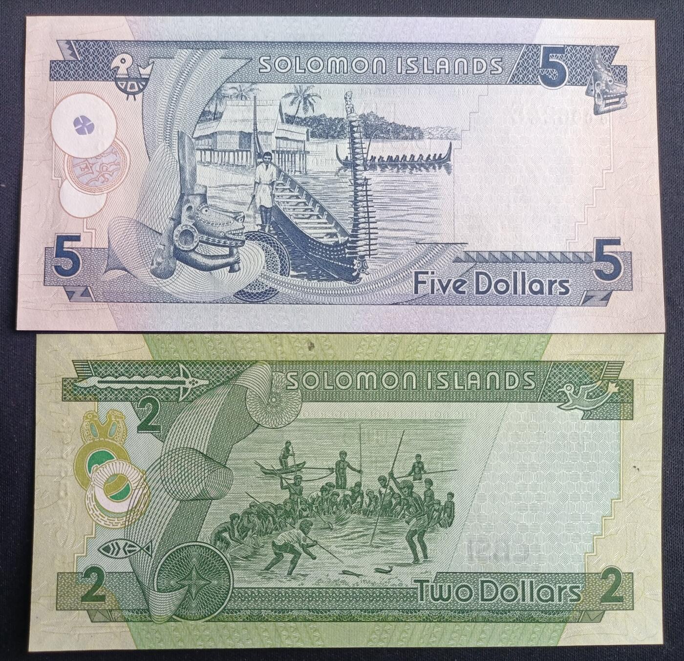 【游宝包邮场】马年第16期 好品组钞场 周六截拍 所罗门群岛-5元/2元【2011年 全新UNC】