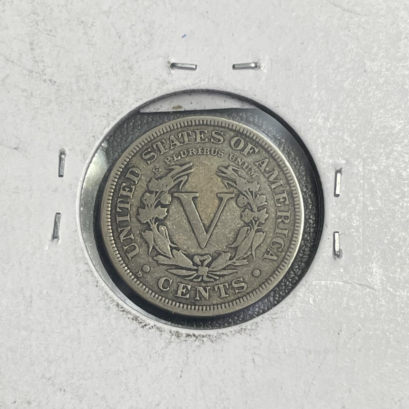 回流0328 美国1912年自由女神头像5美分镍币（Liberty Head Nickel），也常被称为“自由女神镍币”或“V镍币”