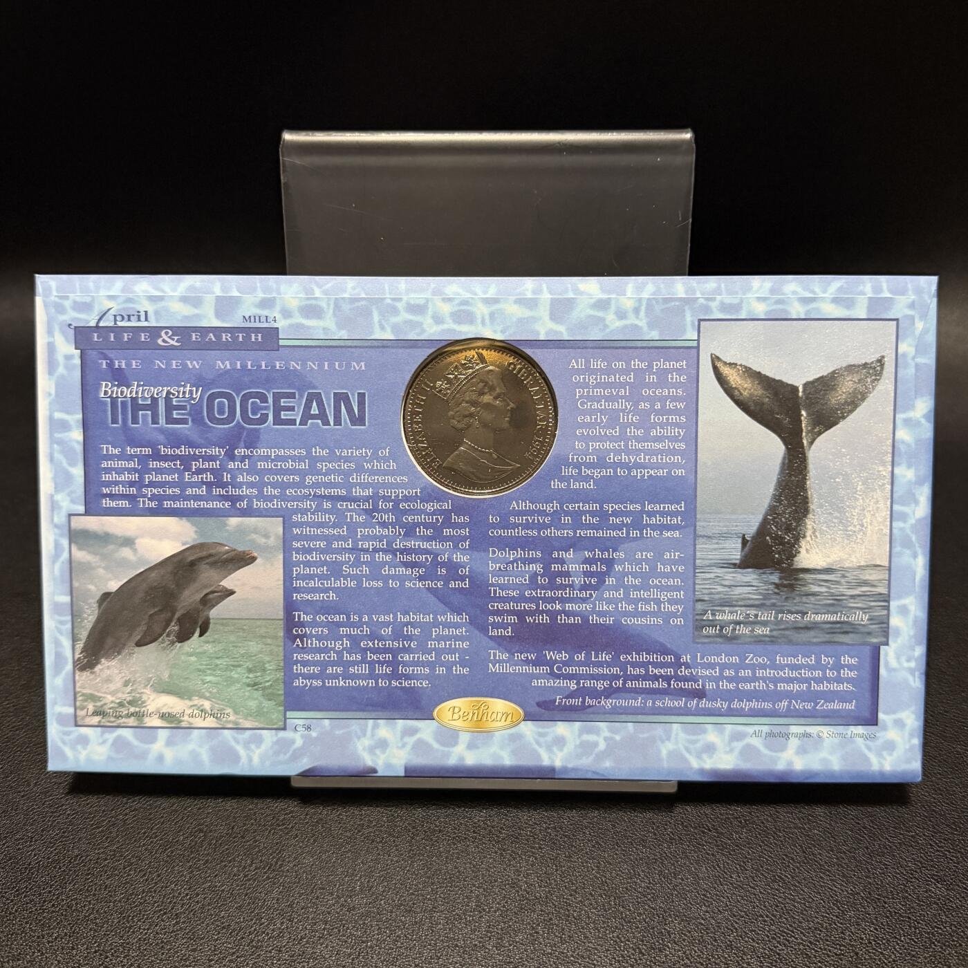 ＜星葵🌻钱币社＞第72期·东奔西走的硬币·3月31日发货 〈邮币封〉直布罗陀1994年保护地球·条纹海豚1克朗纪念币