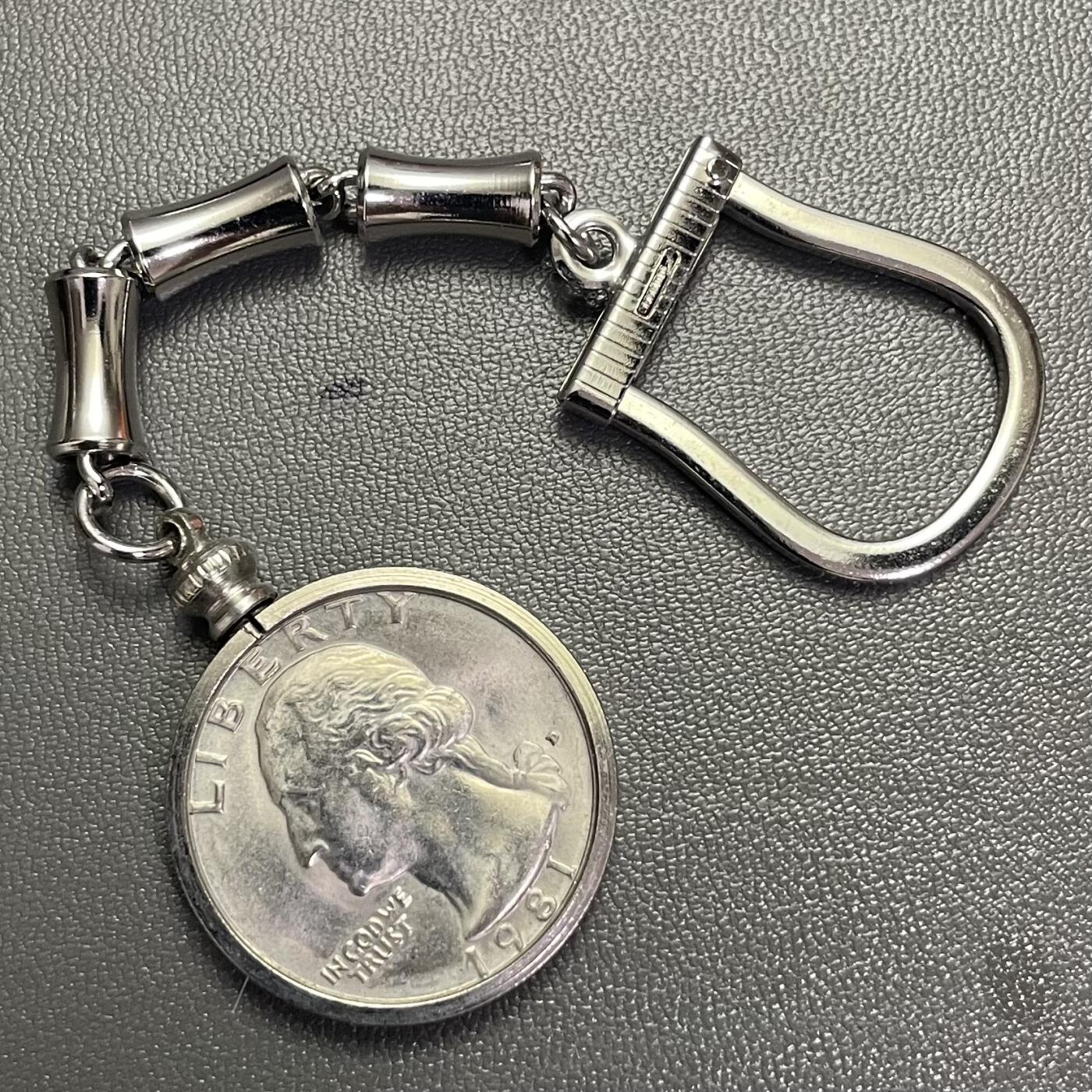 回流0328 内嵌美国1981年25美分的钥匙链 可拆卸 无损硬币