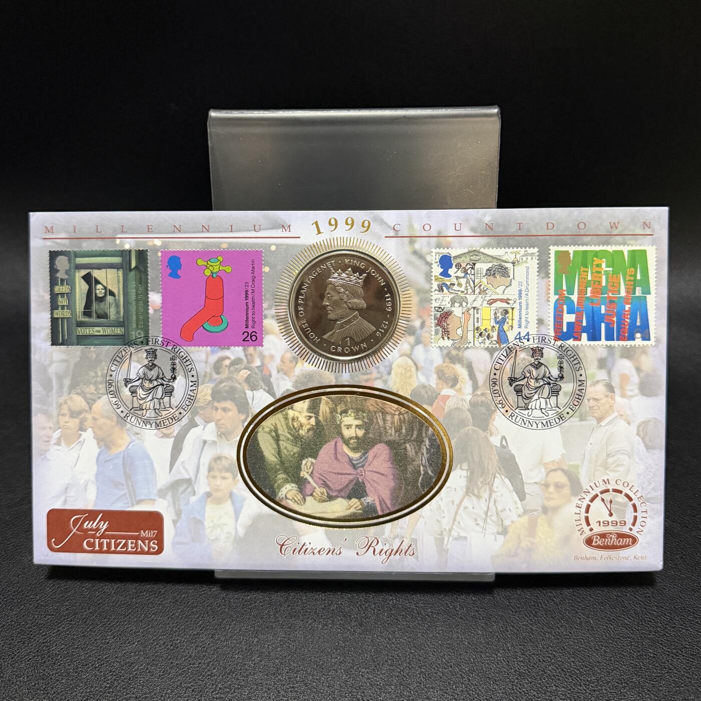 ＜星葵🌻钱币社＞第72期·东奔西走的硬币·3月31日发货 〈邮币封〉直布罗陀1999年英国国王和王后·约翰1克朗纪念币