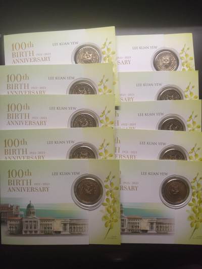 荟藏特别场次第十三期——“社长的硬币堆 精品场次” - 新加坡2023年李光耀诞辰百年10元纪念币带卡册 批量十册