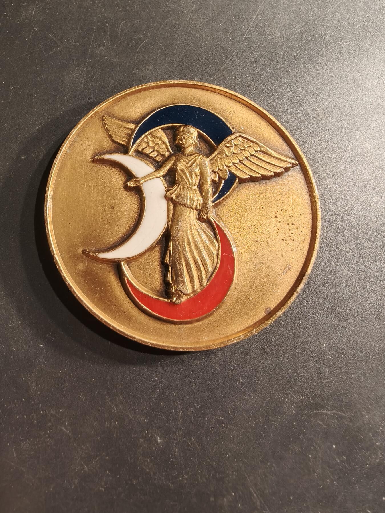 老王徽章第190期 法国陆军阿尔及利亚第3步兵师大铜章    授予平斯曼少将    直径68mm    重量142.5