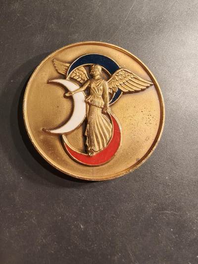 老王徽章第190期 - 法国陆军阿尔及利亚第3步兵师大铜章    授予平斯曼少将    直径68mm    重量142.5