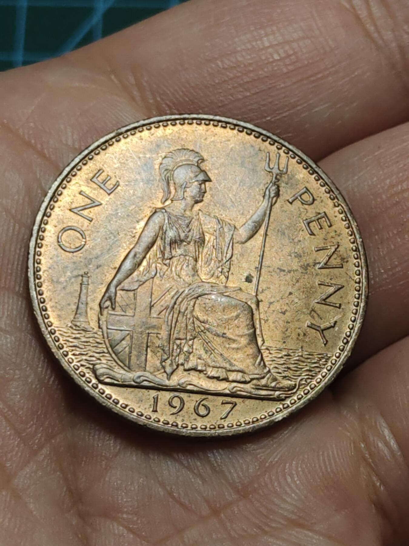 2026年第三十八场(总第二百零七场）外国好品散币场(免佣金) 英国🇬🇧1967年1便士(伊丽莎白二世青年桂冠第二版)