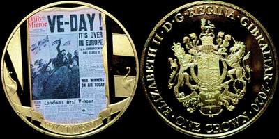 ＜星葵🌻钱币社＞第72期·东奔西走的硬币·3月31日发货 - 直布罗陀2020年胜利日编年史·每日镜报1克朗镀金纪念币