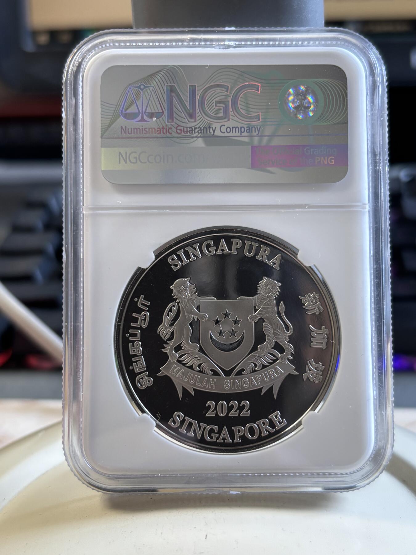 第194期拍卖 新加坡2022年十二生肖虎年铜镍纪念币NGC-PF69带盒证书