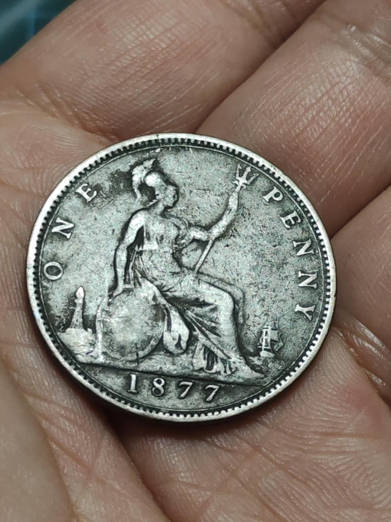 2026年第三十八场(总第二百零七场）外国好品散币场(免佣金) 英国🇬🇧1877年1便士(维多利亚女王中年桂冠第三版)