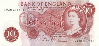 小福收藏拍卖第203期 裸钞场 本期有多张豹子号靓号 仅发行1000枚亚克力砖封蒙古20000图格里克帝国800周年纪念钞 瑞士200法郎 百慕大样钞洋葱冠全套 巴林首版大全套 卡塔尔四张套 越南 保加利亚 马其顿等多国精美纸币 - 英国 1960-1970年 10先令 数3 unc