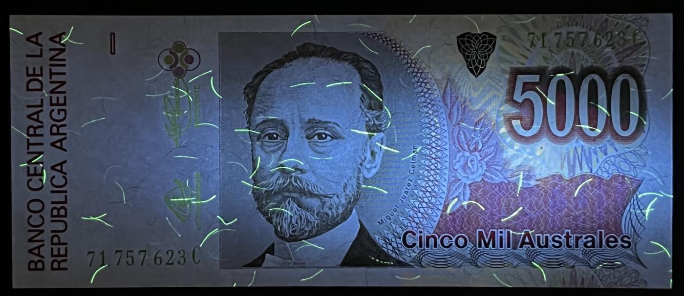 小福收藏拍卖第203期 裸钞场 本期有多张豹子号靓号 仅发行1000枚亚克力砖封蒙古20000图格里克帝国800周年纪念钞 瑞士200法郎 百慕大样钞洋葱冠全套 巴林首版大全套 卡塔尔四张套 越南 保加利亚 马其顿等多国精美纸币 阿根廷 1989-1991年 5000奥斯特 unc