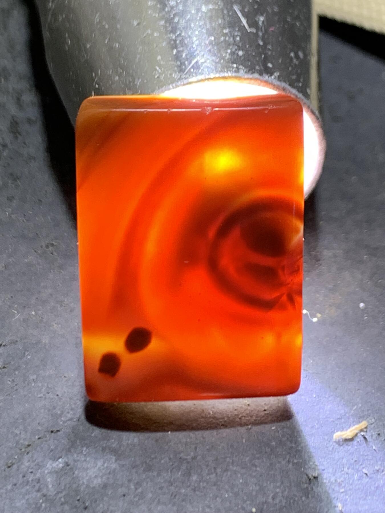 精美高玉化冰飘冻料战国红玛瑙双孔板珠一个！