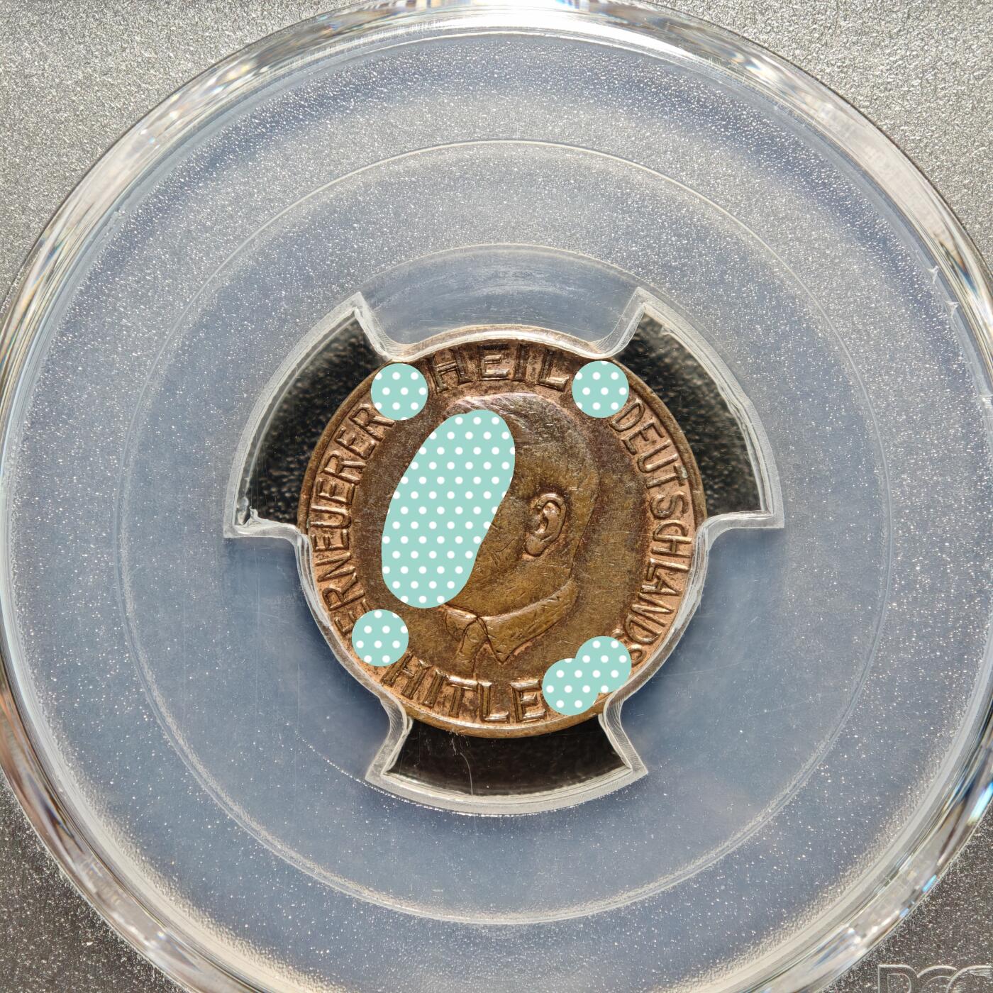 【德藏】世界币章拍卖第169期（拍品征集中~欢迎藏友联系） 1938年 德国民族社会主义工人党党首头像50芬尼捐赠代用币铜币 PCGS AU58（原图请查询PCGS评级公司官网）