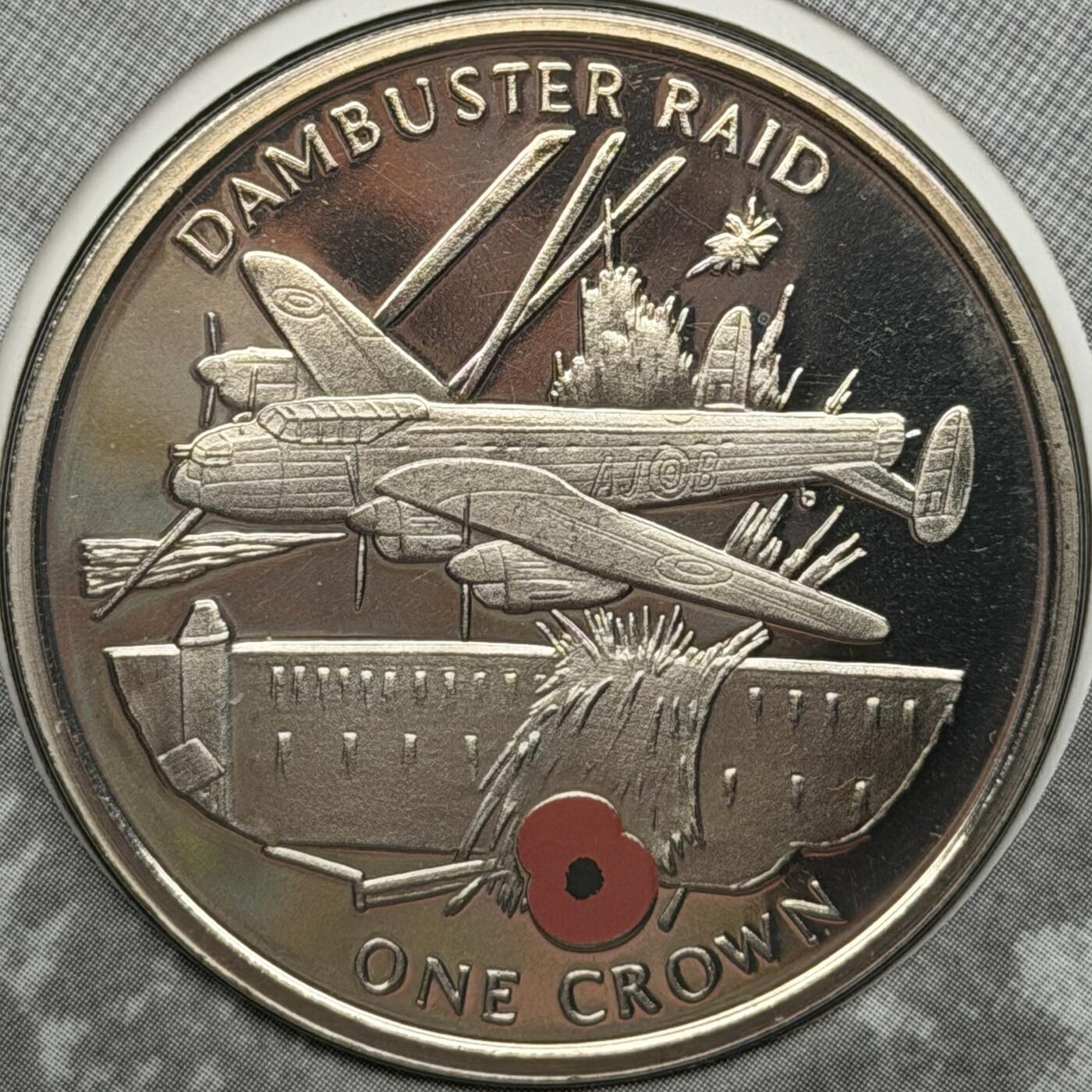 ＜星葵🌻钱币社＞第72期·东奔西走的硬币·3月31日发货 〈邮币封〉直布罗陀2005年轰炸水坝行动1克朗彩色纪念币