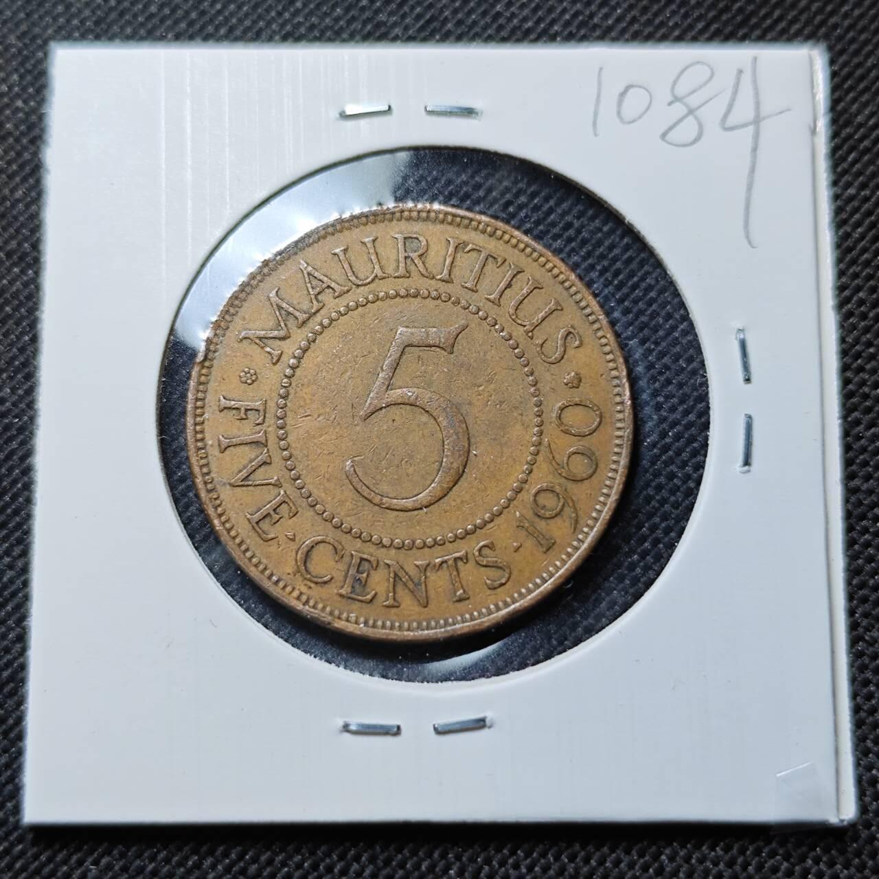 KK钱币收藏小铺  第410期 2月预留时间 周末发货  1960英属毛里求斯5分铜币