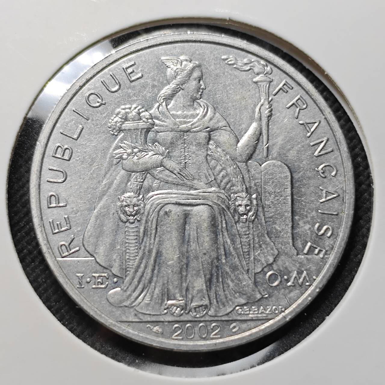 KK钱币收藏小铺  第410期 2月预留时间 周末发货  2002法属波利尼西亚5法郎