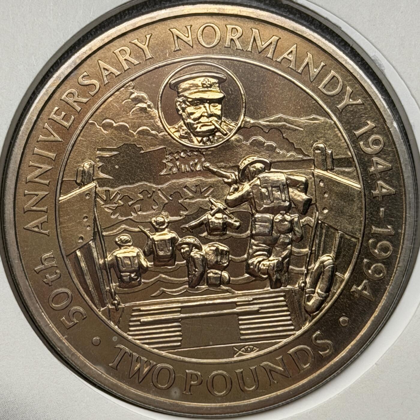 ＜星葵🌻钱币社＞第72期·东奔西走的硬币·3月31日发货 〈邮币封〉根西岛1994年诺曼底登陆50周年2镑克朗型纪念币