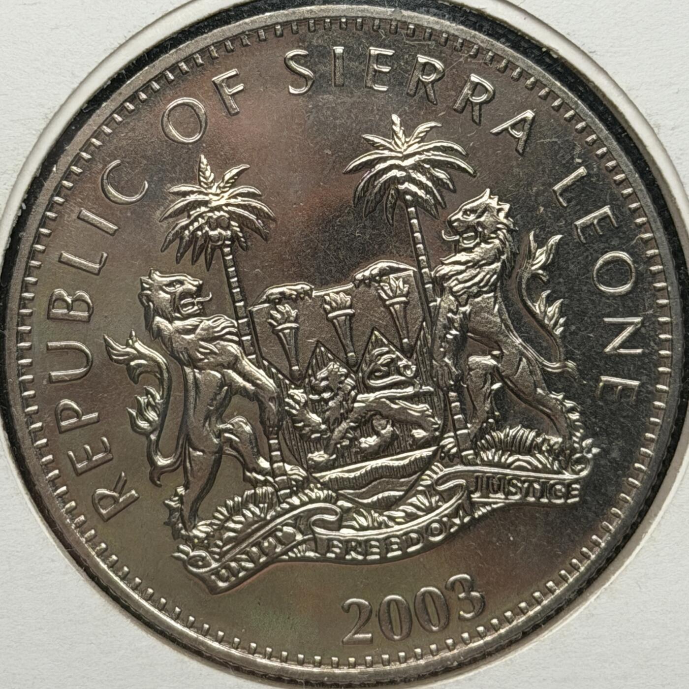 ＜星葵🌻钱币社＞第72期·东奔西走的硬币·3月31日发货 〈邮币封〉塞拉利昂2003年女王登基50周年1元克朗型纪念币