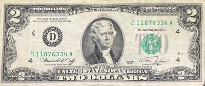 回流0328 - 美国1976年版2美元联邦储备券 纪念美国建国200周年特别发行 也是目前流通2美元纸币的经典前身